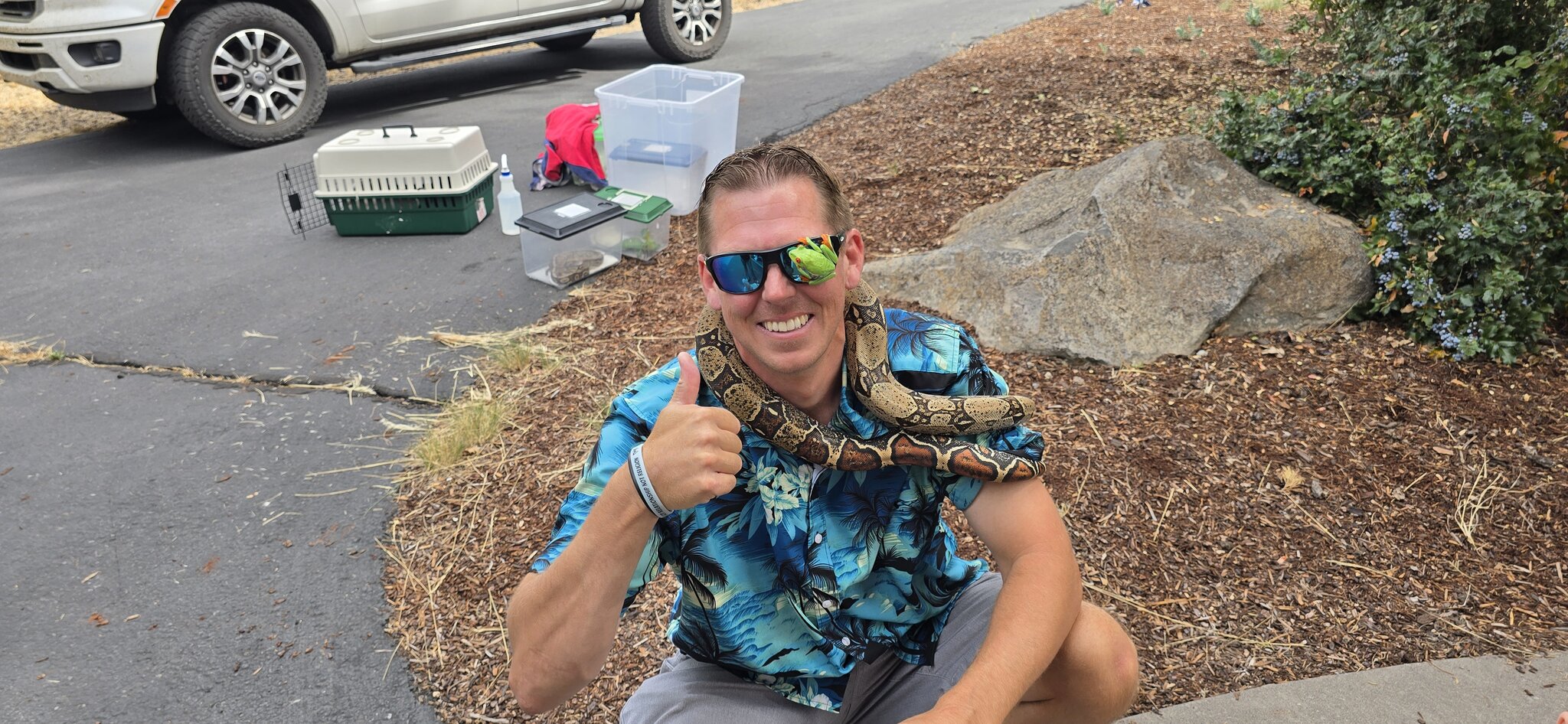 James McNamara of Hands On Critters with his boa constrictor